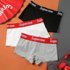 未開封 SUPREME ボクサーパンツ M 3枚 黒白灰