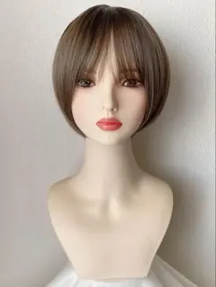 新品　フルウィッグ　ショート　ボブ　キャラメルブラウンミックス　耐熱　ウィッグ
