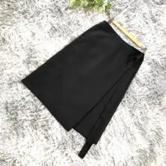 theory【M相当】ラップスカート 黒 スナップボタン付き ウール 日本製