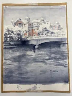 中之島公会堂の水彩画　絵画