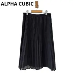 0497 ALPHA CUBICアルファキュービックロングプリーツスカート黒