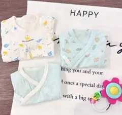 【2点セット】 新生児用　短肌着　コンビ肌着　50 赤ちゃん　 綿100 ゾウ柄