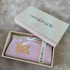 新品未使用 ピンク 花の刺繍 和装小物 木箱付き お財布