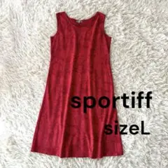 ♦︎スポーティフ　赤　オレンジ　花柄ノースリーブワンピース　L