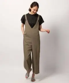グローバルワーク　ハトメコンビネゾン　サロペット　グレー