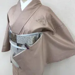 正絹 染め大島紬 付け下げ 着物 変わり市松模様 袋帯 セミフォーマセット