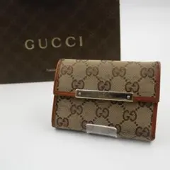 ✨美品✨GUCCI ミニ財布 GG柄 キャンバス ブラウン シマ
