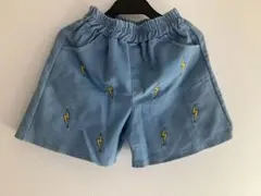 ライトブルー 雷刺繍 ショートパンツ