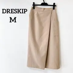 DRESKIP ベージュ カジュアルラップ風ロングスカート　タイトサイズM