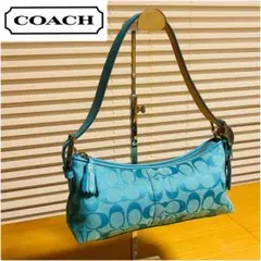 【美品・希少】COACH ハンド アクセサリーポーチ シグネチャー フリンジ