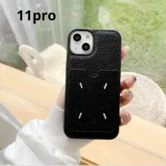人気！iphone11pro レザーケース ポケット付 ブラック