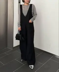Na.e tweedsalopette ツイード サロペット S Black