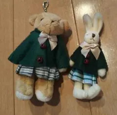 洗足学園中学校・高等学校　ぬいぐるみキーホルダー　くまとうさぎ2体セット