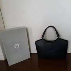 一度使用　ミラ・ショーン　mila schon 黒 ハンドバッグ 箱付き　レザー