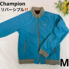 おしゃれ！！！　M 個性的 　CHAMPION　リバーシブル ジャンパー 青