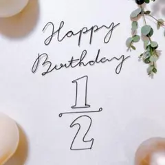 ハーフバースデー 誕生日 飾り ワイヤーアート 半年記念 6ヶ月 【01】