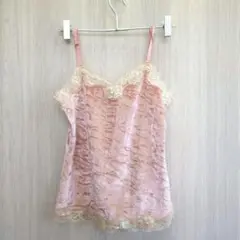 ジャイロ トップス カットソー キャミソール ベロア レース ピンク M 春夏