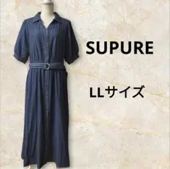 スプル　SUPURE　半袖シャツワンピース　デニム　LL　大きいサイズ　ベルト