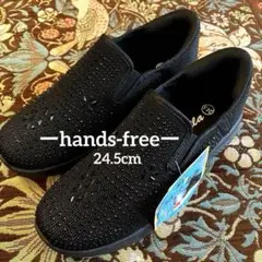ーHilaー 【新品】 ハンズフリーシューズ キラキラストーン 黒 低反発