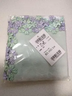 近沢レース店　タオルハンカチ　花花　グリーン