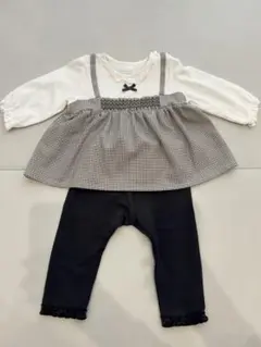 BEBE ベビー服 白と黒のチェック トップス ズボン