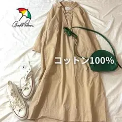 アーノルドパーマー ワンピース コットン100% レースアップ ゆったり 春秋