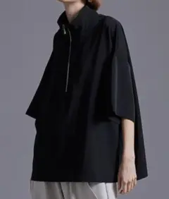 loose ルース　ドレープトロミ ハーフジップオーバーシャツティー