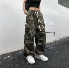 ラスト1点 XL 迷彩 カモフラパンツ 男女兼用 ストリートカジュアル パンツ