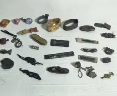 目貫　煙草入れ金具　前金具　帯留　カフス　刀装具　煙草入れ　まとめて　オ10 目貫 煙草入れ金具 前金具 帯留 カフス 刀装具 煙草入れ まとめ