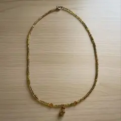 昭和レトロ　ビーズネックレス　18K刻印