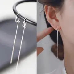 シンプル♡　シルバー　ピアス　チェーン　S925　ロング　上品　フォーマル