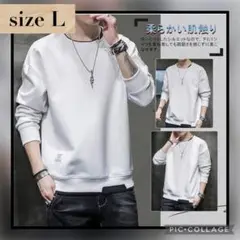 美品　ホワイト スウェットシャツ Lサイズ　メンズ　レイヤード