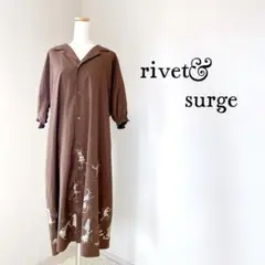 rivet&surge ブラウン シャツワンピース 半袖　アニマル