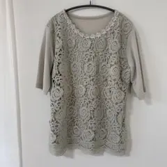 花柄レース 半袖トップス