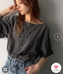 前後2way刺繍オーバーサイズワイドネックTシャツ
