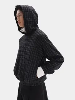 Plaid Curved Pocket Hoodie ナイロンパーカー