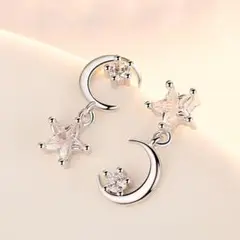 ピアス レディース CZダイヤ ムーン スター 星 月 韓国 新品