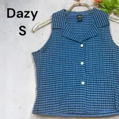 【人気】Dazy ノースリーブ シャツカットソー ストレッチ チェック柄 S