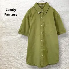 キャンディーファンタジー 半袖コットンシャツ ボタンダウン グリーン M メンズ
