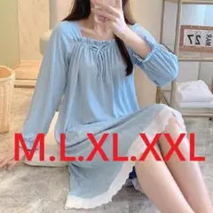 【55-2】青・ナイトウェア・ルームウェア・ネグリジェ M・L・XL・XXL