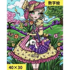 数字絵　ペイントバイナンバー　カラフルな女の子　40×30