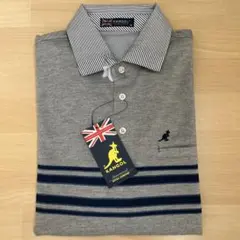 KANGOL ポロシャツ 新品 未使用品　グレー系、ストライプ入り。ポケット付き