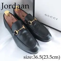 美品 ヨルダーン ホースビットローファー 黒×金 36.5 23.5cm