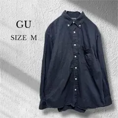 GU ジーユー メンズ シャツ 長袖 オーバーサイズ コットン カジュアル 黒