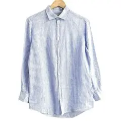 massimo albaマッシモアルバ 麻 リネン ストライプ 長袖シャツ S