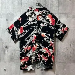 ✿ 和の涼 × 金魚が舞う ✿ Roushatte レーヨンアロハシャツ(L)