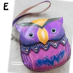 梟ふくろう・ハンドメイド・本革レザー・ポーチ/ポシェット/コインケースE☆