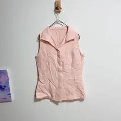 J&R ジェイアンドアール　ピンクベスト　薄手　羽織　綿混　日本製