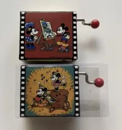 新品未使用　手回しオルゴール　ディズニー　ミッキー＆ミニー　レア　レトロ
