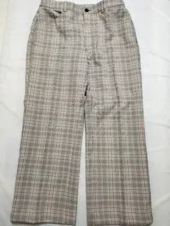 GU XLサイズ センタープレスチェックストレートパンツ